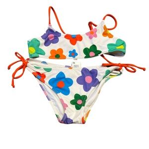 Girl bralette bikini with multicolor daisy print